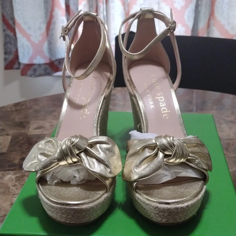 Kate Spade Gold Espadrille Platform Sandals